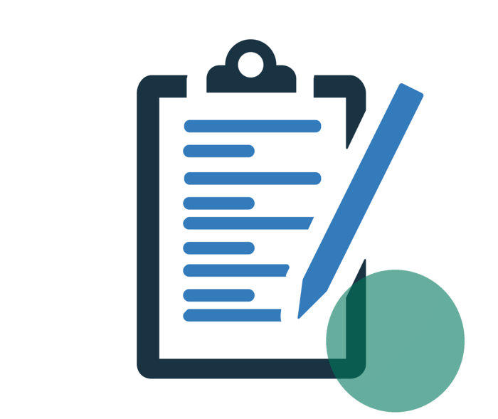 Symbolbild, das ein Klemmbrett und einen Stift zeigt.