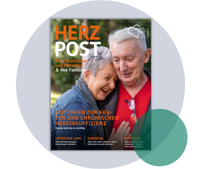 Magazin zur Herzgesundheit Titelseite eines HERZPOST-Magazins mit der Aufschrift: „HERZPOST – Für Patientinnen und Patienten“.