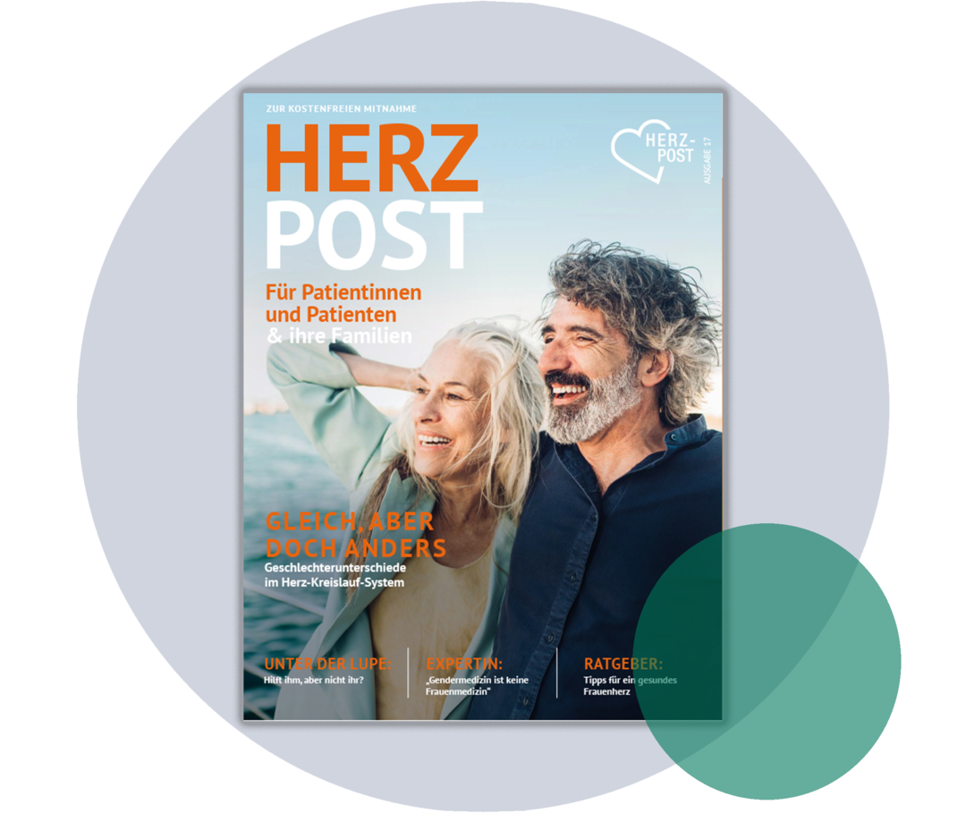 Magazin zur Herzgesundheit Titelseite eines HERZPOST-Magazins mit der Aufschrift: „HERZPOST – Für Patientinnen und Patienten“.